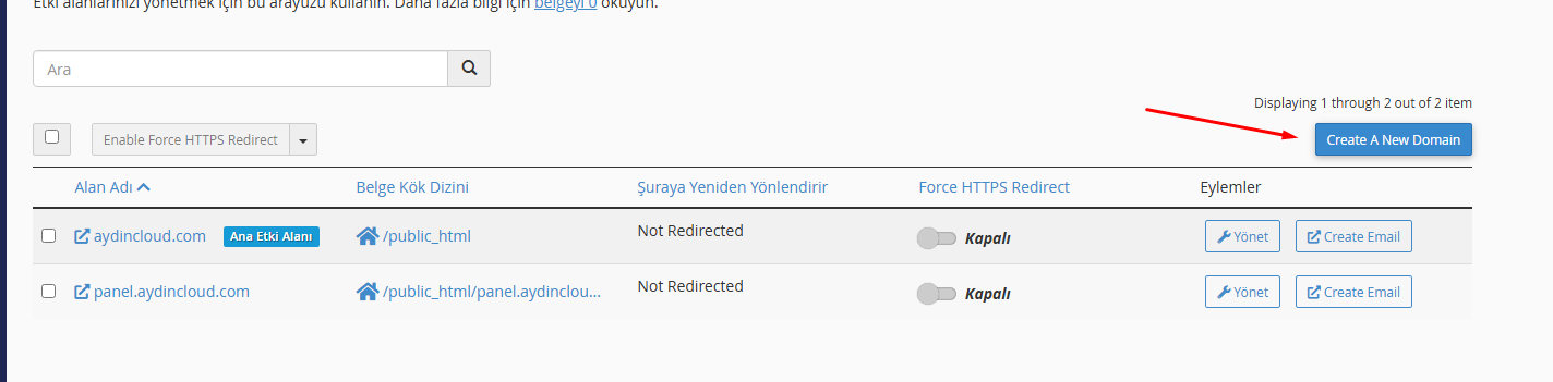 alan adı ekleme